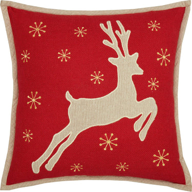 Burlap Santa Reindeer Pillow 18x18 VHC Brands - The Fox Decor